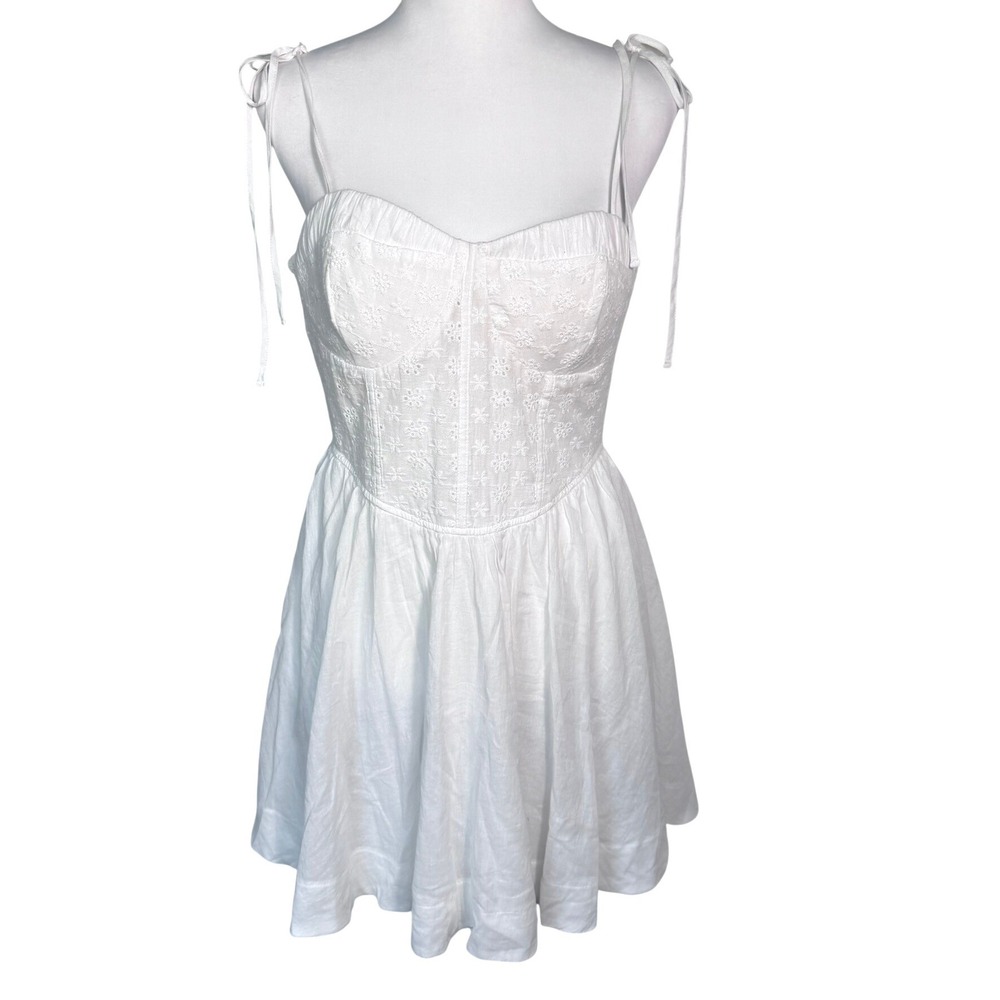 ALTAR'D‎ STATE NWT Women's Large White Eyelet Corset Mini Dress Pockets Coquette